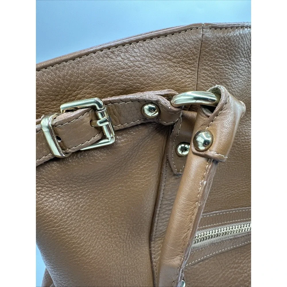 American Factory Brown Leather Satchel Tote Work‎ Travel Bag 12x14